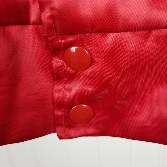 Vintage USA Satin Jacket Bomber GE Factory of The Future Embroidered Snap Red L - Picture 11 of 13